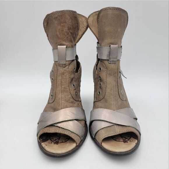 Dkode Booties Heeled Brown Tan Buckle Boots Zip Up EU 37 US 6.5 Boot Shoes Heels - Picture 7 of 15